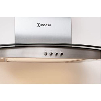 INDESIT 60 cm Built in Chimney Hood Decorative Design Curved Glass Stainless Steel finish with Aluminium Filters IHGC-6.4AMX