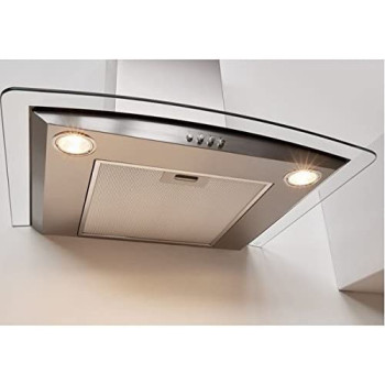 INDESIT 60 cm Built in Chimney Hood Decorative Design Curved Glass Stainless Steel finish with Aluminium Filters IHGC-6.4AMX