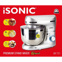 iSonic Im 731 1100 Watts Premium Electric Stand Mixer, 5.5 Liters, Grey