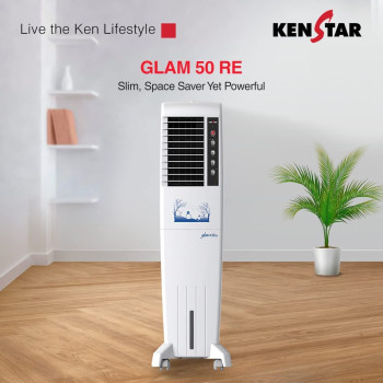 Kenstar Glam 50 Litres Honeycomb Tower Cooler With Remote (White)