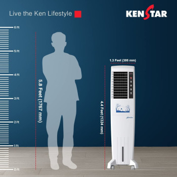 Kenstar Glam 50 Litres Honeycomb Tower Cooler With Remote (White)
