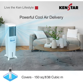 Kenstar Glam 50 Litres Honeycomb Tower Cooler With Remote (White)