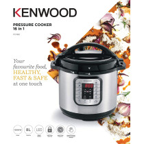 Kenwood 16 In 1 Electric Pressure Cooker 8L 1000W Multifunctional Programmable Multicooker Pcm80 Silver/Black, Pcm80.000Ss