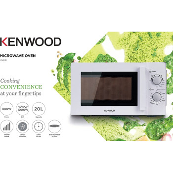 Kenwood 20L Microwave Oven With Grill, 5 Power Levels, Defrost Function, 35 Minutes Timer 800W Mwm21.000Wh White"Min 1 year manufacturer warranty"