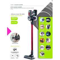Kenwood Cordless Vacuum Cleaner 2-in-1 Upright Stick Vacuum Cleaner + Handheld Vacuum Cleaner with 22.2V Li-ion Battery, 160W Suction Power, 45 Minutes Run Time for Multi Surface SVM12.000RD Red