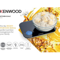 Kenwood Digital Kitchen Scale 5G-8Kg Capacity Weight Scale Weighing Scale With 6 Weighing Units, 4Mm Tempered Glass, Touch Control, 3 Aaa Batteries, Tare/Zero Function, Auto Shut-Off Wep50.000Bk Black