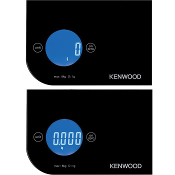 Kenwood Digital Kitchen Scale 5G-8Kg Capacity Weight Scale Weighing Scale With 6 Weighing Units, 4Mm Tempered Glass, Touch Control, 3 Aaa Batteries, Tare/Zero Function, Auto Shut-Off Wep50.000Bk Black