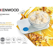 Kenwood Digital Kitchen Scale 5G-8Kg Capacity Weight Scale Weighing Scale With 6 Weighing Units, 4mm Tempered Glass, Touch Control, 3 Aaa Batteries, Tare/Zero Function, Auto Shut-Off Wep50.000Wh White