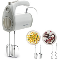 Kenwood Hand Mixer (Electric Whisk) 300W with 5 Speeds + Turbo Button, Twin Stainless Steel Kneader and Beater for Mixing, Whipping, Whisking, Kneading HMP20.000WH White