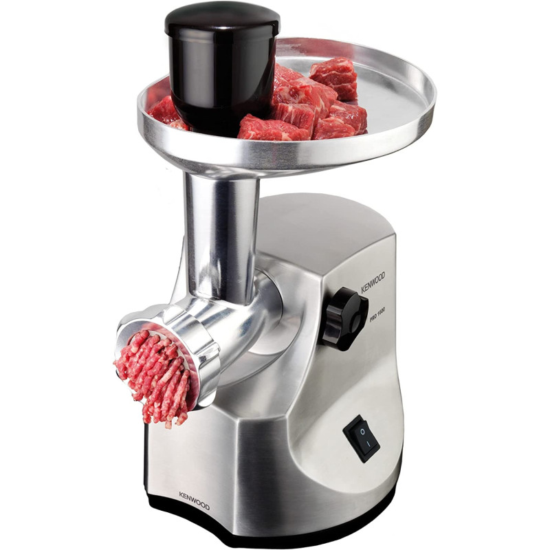 Kenwood Meat Grinder 1600W Powerful Metal Body Meat Mincer With 3 Stainless Steel Screens For Fine, Medium & Coarse Results MG510 Silver