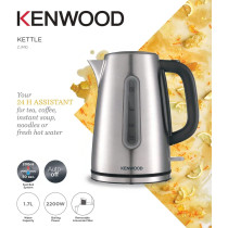 Kenwood Stainless Steel Kettle 1.7L Cordless Electric Kettle 2200W With Auto Shut-Off & Removable Mesh Filter Zjm10.000Ss Silver/Black