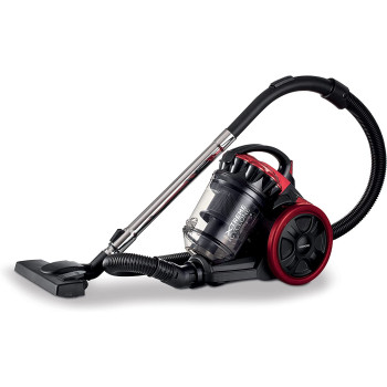Kenwood Vacuum Cleaner 2000W Multi Cyclonic Bagless Canister Vacuum Cleaner 3L With 5M Cable, Multi Surface, Anti Bacteria, Pet Care For Home & Office Vbp70.000Br Black/Red