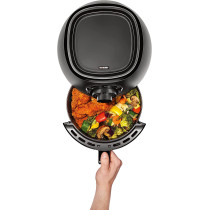 Khind Air Fryer ARF35, 3.5L, Variable Temperature and Timer, Teflon Coated Pot and Food SS Grill, Low Fat Cooking - Black