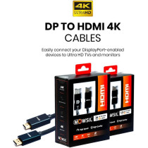 MOWSIL DP to HDMI 4K UHD Cable Male to Male, DisplayPort to HDMI Video Cable (2M)