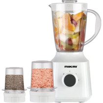 Nikai 300W Blender With 3 Jars - 1.5 Ltr Liquid Jar, 1 Coffee Grinder And 1 Meat Mincer, Stainless Steel Blades And 2 Speed Settings, 2 Years Warranty, Nb1900Na1, White