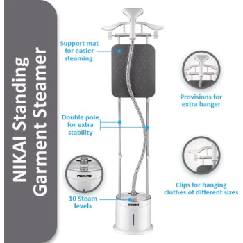 Nikai Garment Steamer 2000W With Iron Board, 2 L, 2 Years Warranty, NGS892AB - Silver & Grey