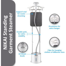 Nikai Garment Steamer 2000W With Iron Board, 2 L, 2 Years Warranty, NGS892AB - Silver & Grey