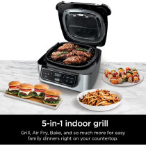 Ninja AG301 Foodi 5-in-1 Indoor Grill with Air Fry, Roast, Bake & Dehydrate, Black/Silver