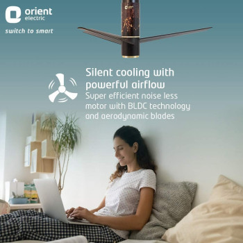 Orient Electric Aeroslim 1200mm BLDC motor Smart Ceiling Fan with IOT, Remote & Under light (Flame Gold)