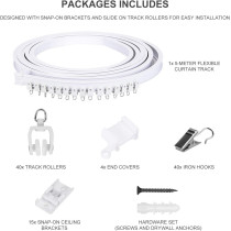 INAVIS Ceiling Curtain Track-Flexible Curtain Track Ceiling Track Ceiling Mount For Curtain Rail With Track Curtain System Rv Curtain Track Room Divider Curtain Rods, 16.4 Ft (5 Meters)