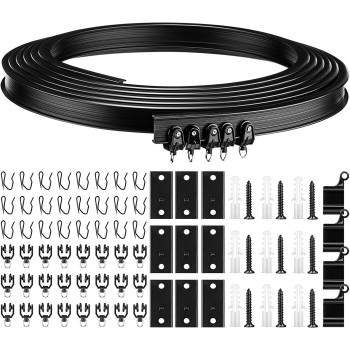 Jetec 3 Meters Bendable Ceiling Curved Curtain Track Flexible Ceiling Curtain Track Mounted Windows Curved Track For Curtain Rail Track Curtain System Bed Curtains Room Divider, Ceiling Track (Black)