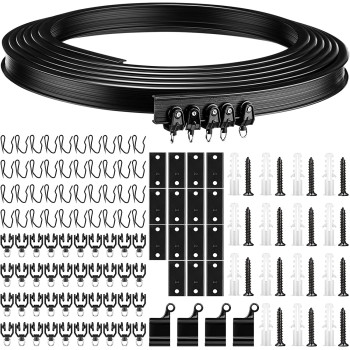 Jetec Bendable Ceiling Curved Curtain Track Flexible Ceiling Curtain Mount Soft Windows Curved Track For Curtain Rail With Track Curtain System Bed Curtains, Ceiling Track Black