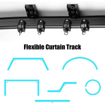 Jetec Bendable Ceiling Curved Curtain Track Flexible Ceiling Curtain Mount Soft Windows Curved Track For Curtain Rail With Track Curtain System Bed Curtains, Ceiling Track Black