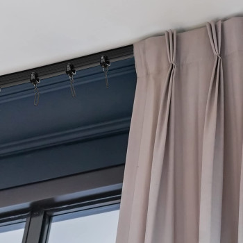 Jetec Bendable Ceiling Curved Curtain Track Flexible Ceiling Curtain Mount Soft Windows Curved Track For Curtain Rail With Track Curtain System Bed Curtains, Ceiling Track Black