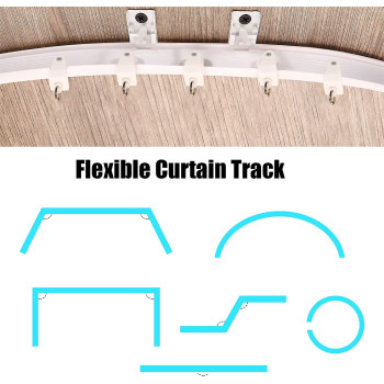 Jetec Bendable Ceiling Curved Curtain Track Flexible Ceiling Curtain Mount Soft Windows Curved Track For Curtain Rail With Track Curtain System Bed Curtains, Ceiling Track White