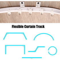 Jetec Bendable Ceiling Curved Curtain Track Flexible Ceiling Curtain Mount Soft Windows Curved Track For Curtain Rail With Track Curtain System Bed Curtains, Ceiling Track White
