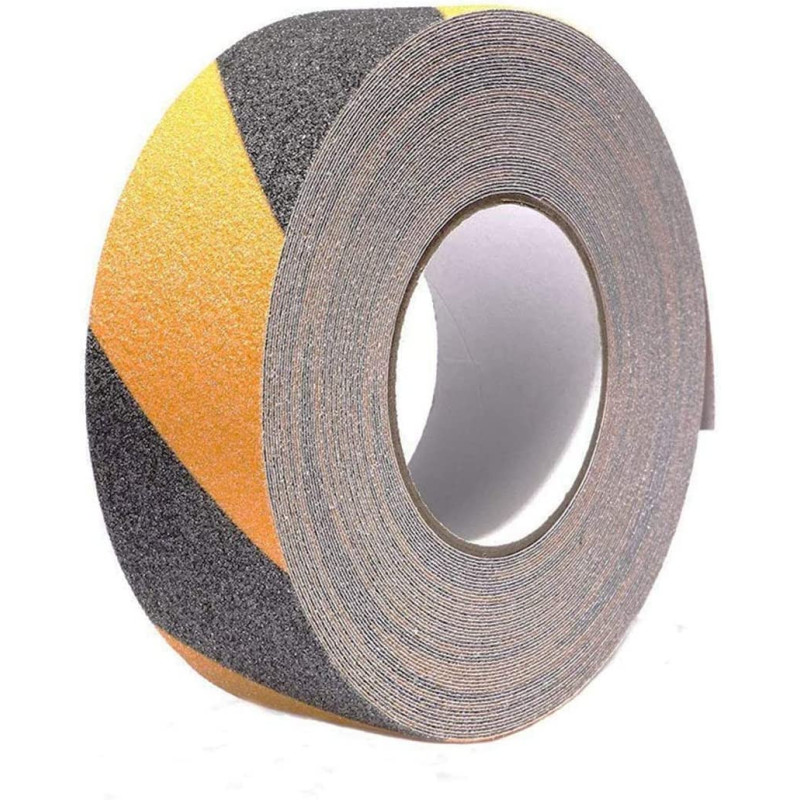 JoDyRiTht Caution Tape, 16 Feet Safety Tape Stairs Anti Slip Tape Caution Hazard Tape Pvc Adhesive High Traction Friction Strong Grip Hazard Warning Tape For Steps Treads Floors Walls, Yellow-Black
