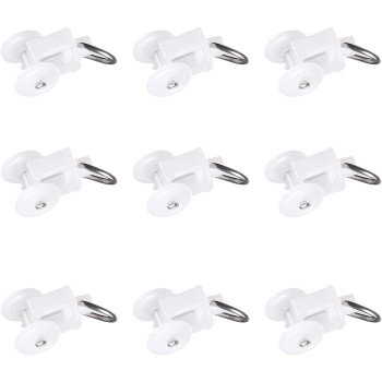 Juvielich 50Pcs Curtain Glider Hooks 0.45" Dia Curtain Track Rollers Twin Wheeled Carriers Drapery Mute Wheel Rollers Hook Ball Pulley Rail Sliding Glider Plastic