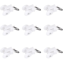 Juvielich 50Pcs Curtain Glider Hooks 0.45" Dia Curtain Track Rollers Twin Wheeled Carriers Drapery Mute Wheel Rollers Hook Ball Pulley Rail Sliding Glider Plastic