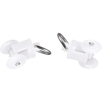 Juvielich 50Pcs Curtain Glider Hooks 0.45" Dia Curtain Track Rollers Twin Wheeled Carriers Drapery Mute Wheel Rollers Hook Ball Pulley Rail Sliding Glider Plastic