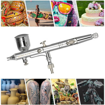 KKmoon-1 Multi-Purpose Side Feed Dual-Action Airbrush Set Adjustable Air Control 0.25Mm 7Cc & 22Cc Trigger Spray Gun For Nail Body Paint