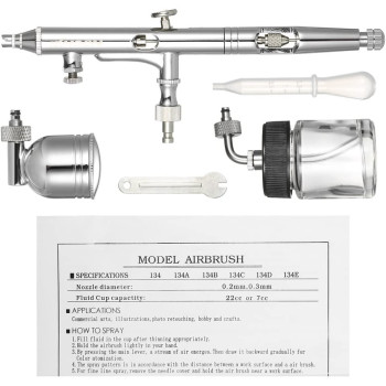 KKmoon-1 Multi-Purpose Side Feed Dual-Action Airbrush Set Adjustable Air Control 0.25Mm 7Cc & 22Cc Trigger Spray Gun For Nail Body Paint
