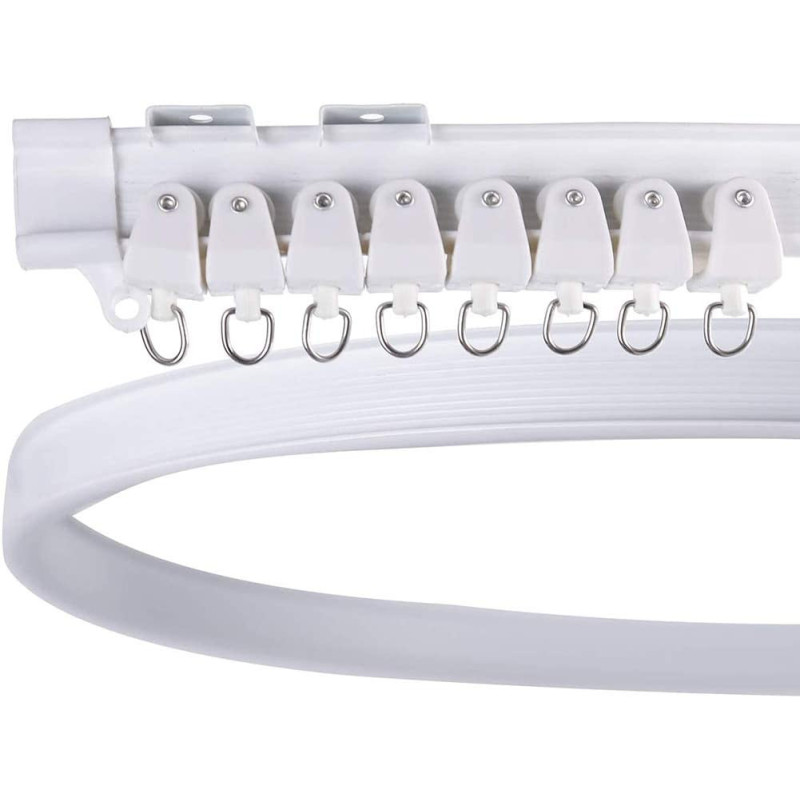 KuanDar clo Flexible Ceiling Curtain Track,Soft Curved Track Rail Slide,Bendable Straight Curtain Track,Ceilling Installation For L Shape U Shape Bay Windows