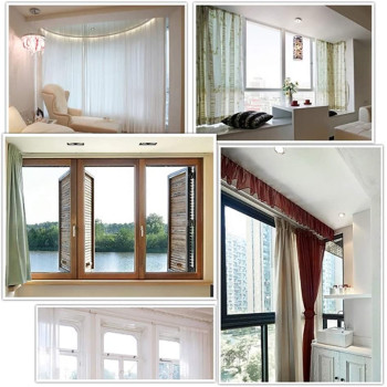 KuanDar clo Flexible Ceiling Curtain Track,Soft Curved Track Rail Slide,Bendable Straight Curtain Track,Ceilling Installation For L Shape U Shape Bay Windows