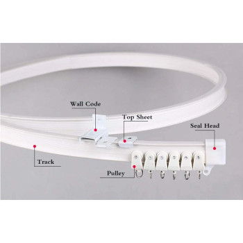KuanDar clo Flexible Ceiling Curtain Track,Soft Curved Track Rail Slide,Bendable Straight Curtain Track,Ceilling Installation For L Shape U Shape Bay Windows
