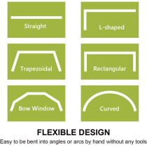 KXLIFE Flexible Bendable Ceiling Curtain Rails (16 Ft), Curved Ceiling Track For Room Divider Ceiling Rail Systems, Room Divider Curtain Track