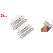 L-FENG-UK 2 X White Plastic Shell Metal Plate Cabinet Door Cupboard Magnetic Catch 1.9"