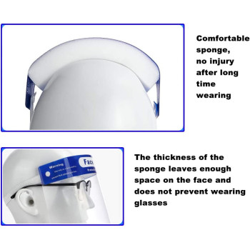 LFWATCH 5 Pcs Elastic Transparent Full Face Protective Visor With Eye & Head Protection, Disposable Faceshield Transparent Dental Full Face Shield Head Mounted Splash Full Protector Forpollen