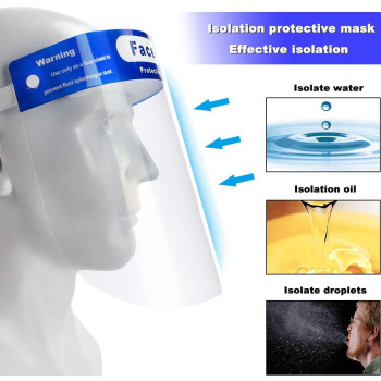 LFWATCH 5 Pcs Elastic Transparent Full Face Protective Visor With Eye & Head Protection, Disposable Faceshield Transparent Dental Full Face Shield Head Mounted Splash Full Protector Forpollen