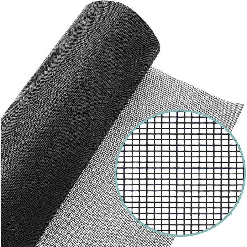 Loboo Idea Fiberglass Window Screen Mesh Replacement (100X500Cm (39.37X196.85 Inches),Black)
