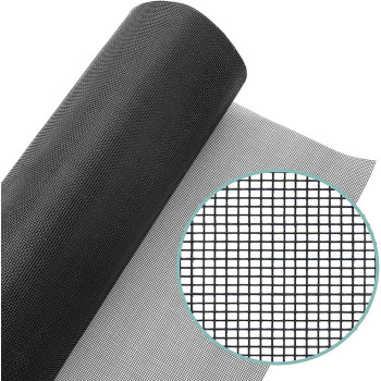 Loboo Idea Window Screen Mesh, Replaceable Fiberglass Curtain Mesh For Fiberglass Doors, Window Screen And Courtyard Wall (100X100Cm (39.37X39.37 Inches),Black)
