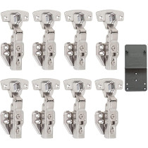 LOOTICH 110 Deg Kitchen Units Concealed Cabinet Door Mute Hinges 35Mm Soft Close Half Overlay Mounting 8 Piece (Include Drilling Jig)
