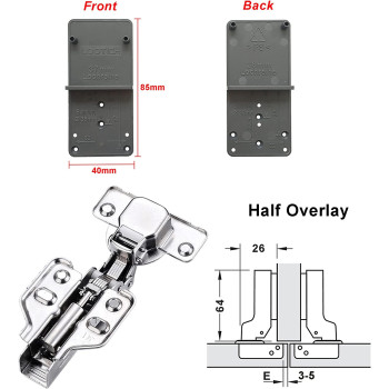 LOOTICH 110 Deg Kitchen Units Concealed Cabinet Door Mute Hinges 35Mm Soft Close Half Overlay Mounting 8 Piece (Include Drilling Jig)