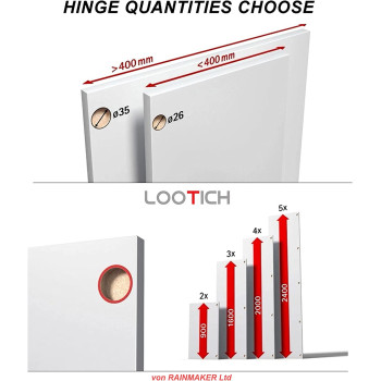 LOOTICH 110 Deg Kitchen Units Concealed Cabinet Door Mute Hinges 35Mm Soft Close Half Overlay Mounting 8 Piece (Include Drilling Jig)