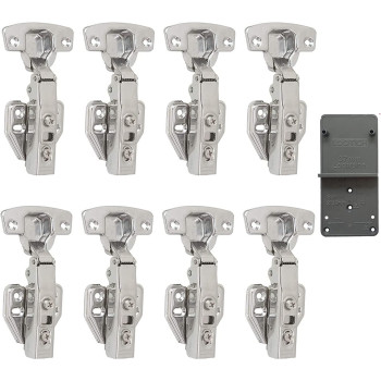 LOOTICH 110 Degree Kitchen Cabinet Cupboard Wardrobe Door Standard Hinges With Integrated Soft Closing Mechanism Full Overlay Straight Arm With Drilling Template Pack Of 8