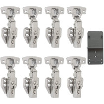 LOOTICH 110 Degree Kitchen Cabinet Cupboard Wardrobe Door Standard Hinges With Integrated Soft Closing Mechanism Full Overlay Straight Arm With Drilling Template Pack Of 8